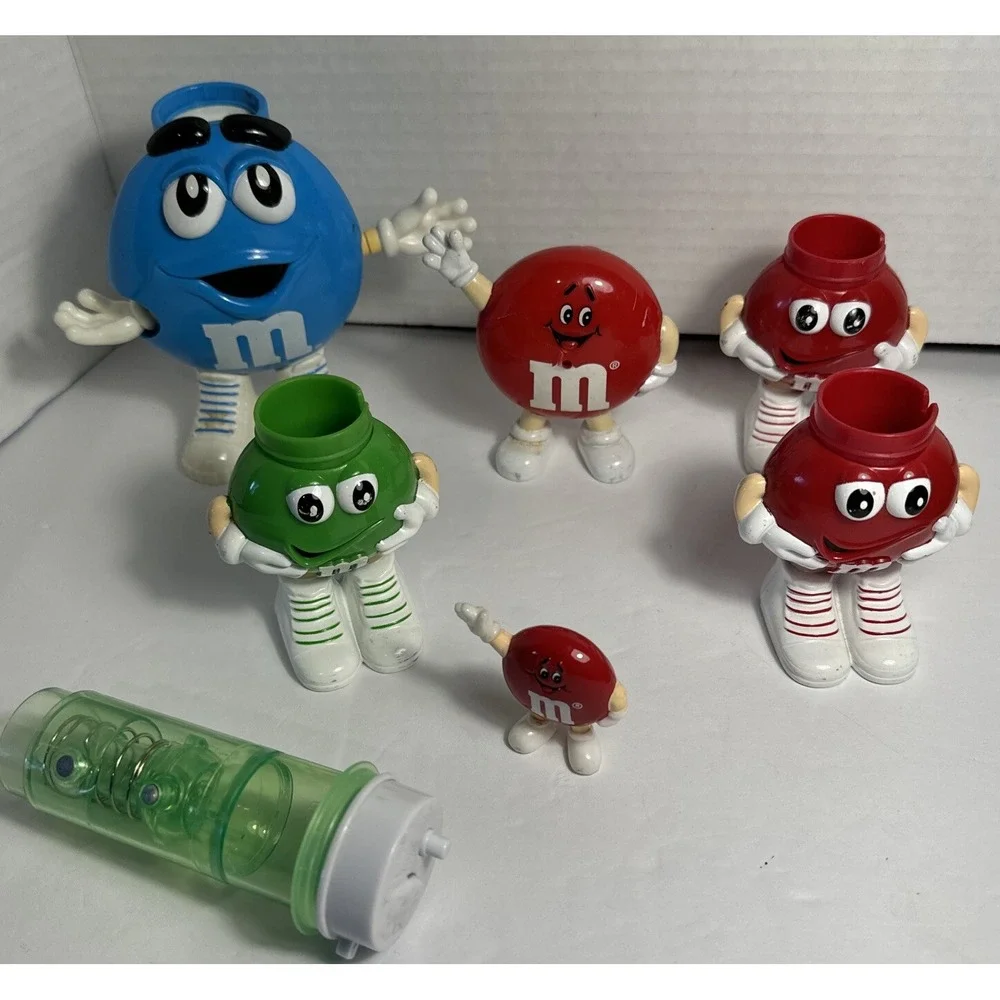 Lot of 6 M&M Mini Candy FIGURES & Dispenser For Type Not Included